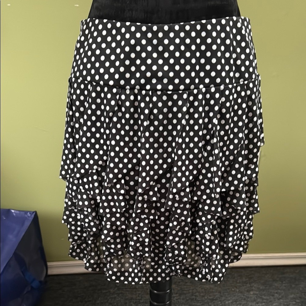INC International Concepts Black and White Tiered Bubble Midi Skirt